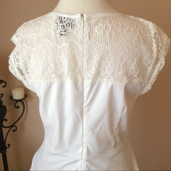 Nicole by Nicole Miller White Lace Peplum Blouse - Picture 4 of 7